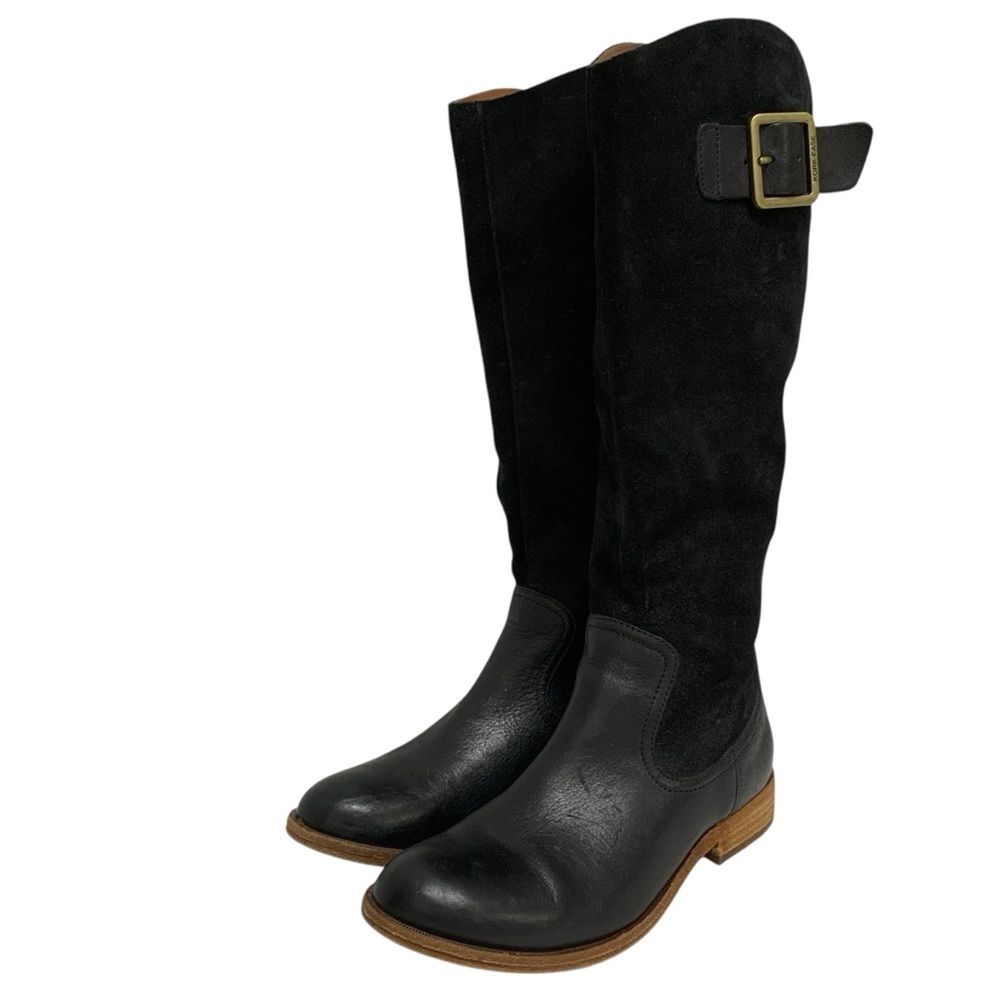 Kork Ease Black Suede Leather Knee High Riding Boots Buckle Zip Women's Sz 6.5M - Picture 5 of 16